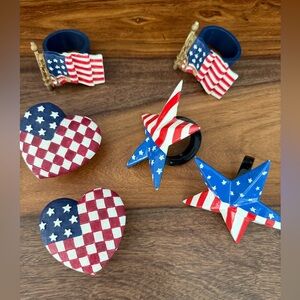 Vintage American Flag Napkin holders cottage core Ralph Lauren style farmhouse